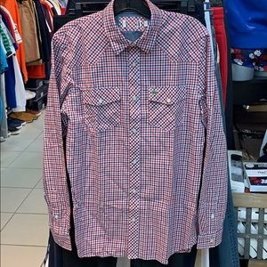 Lacoste long sleeve plaid shirt sze 40/m blue red